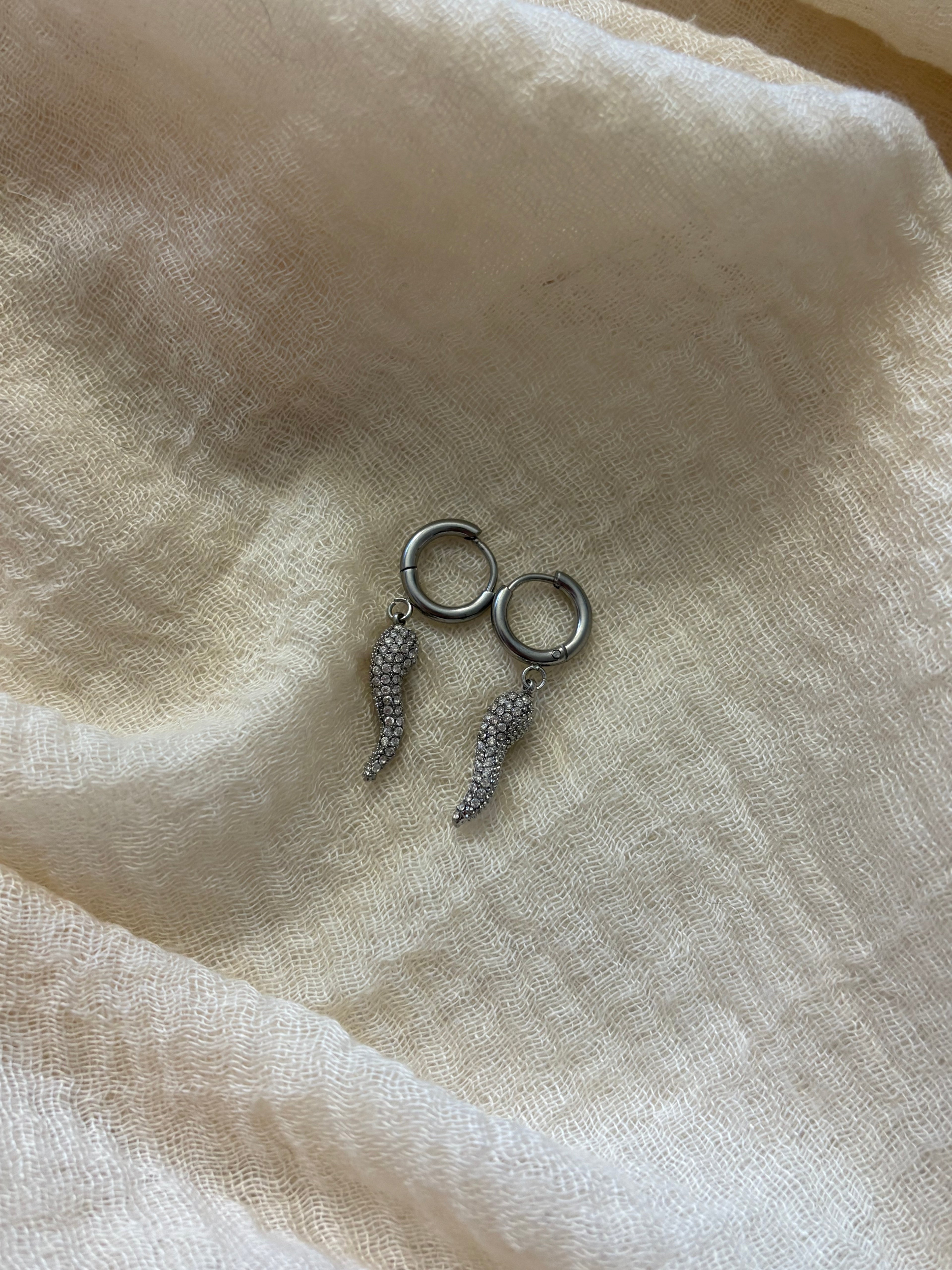 Orecchini Hoop Corno Silver