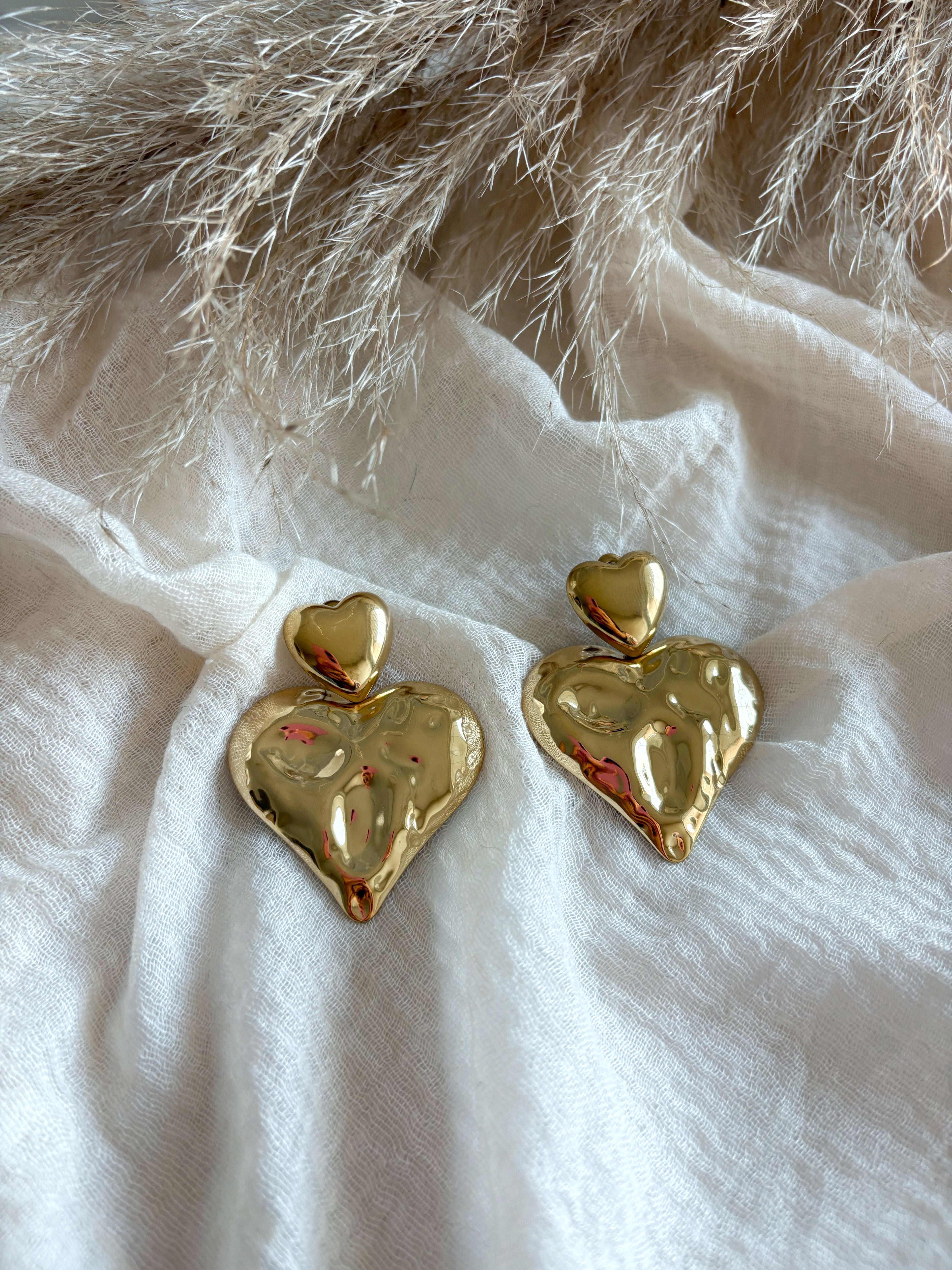 Orecchini Doppio Cuore Gold