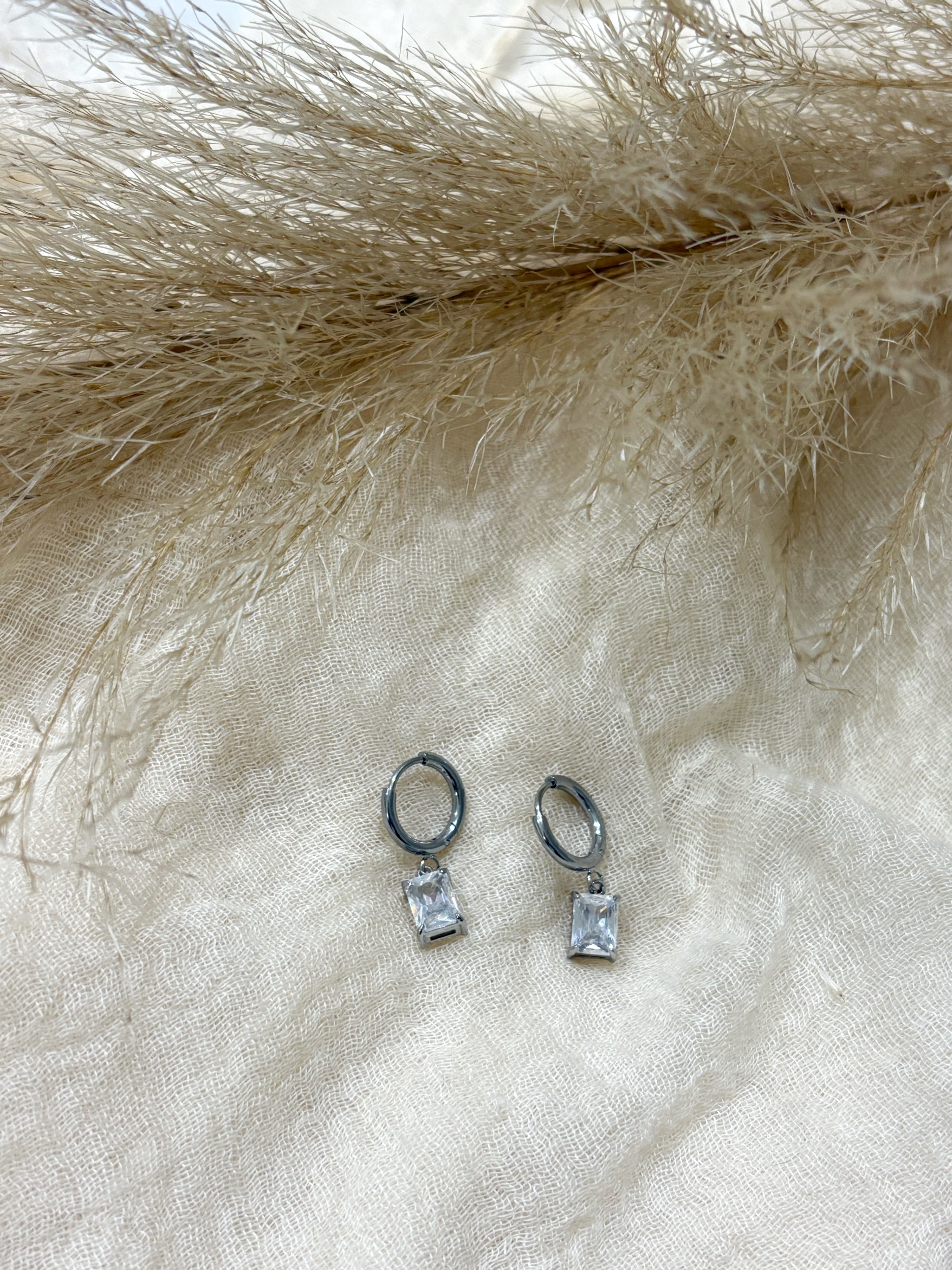 Orecchini Hoop Pietra Silver