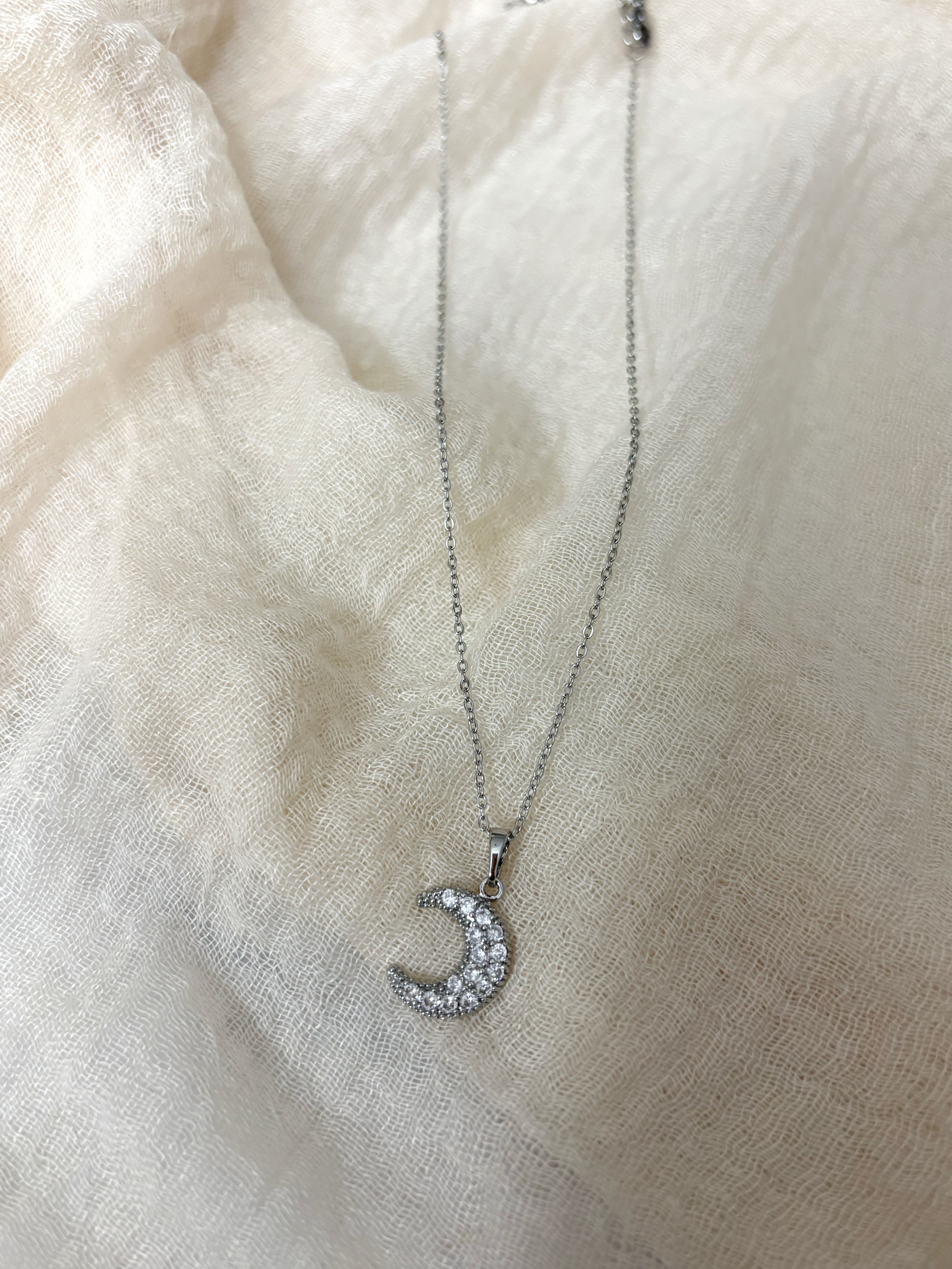 Collana Luna Zirconi Silver