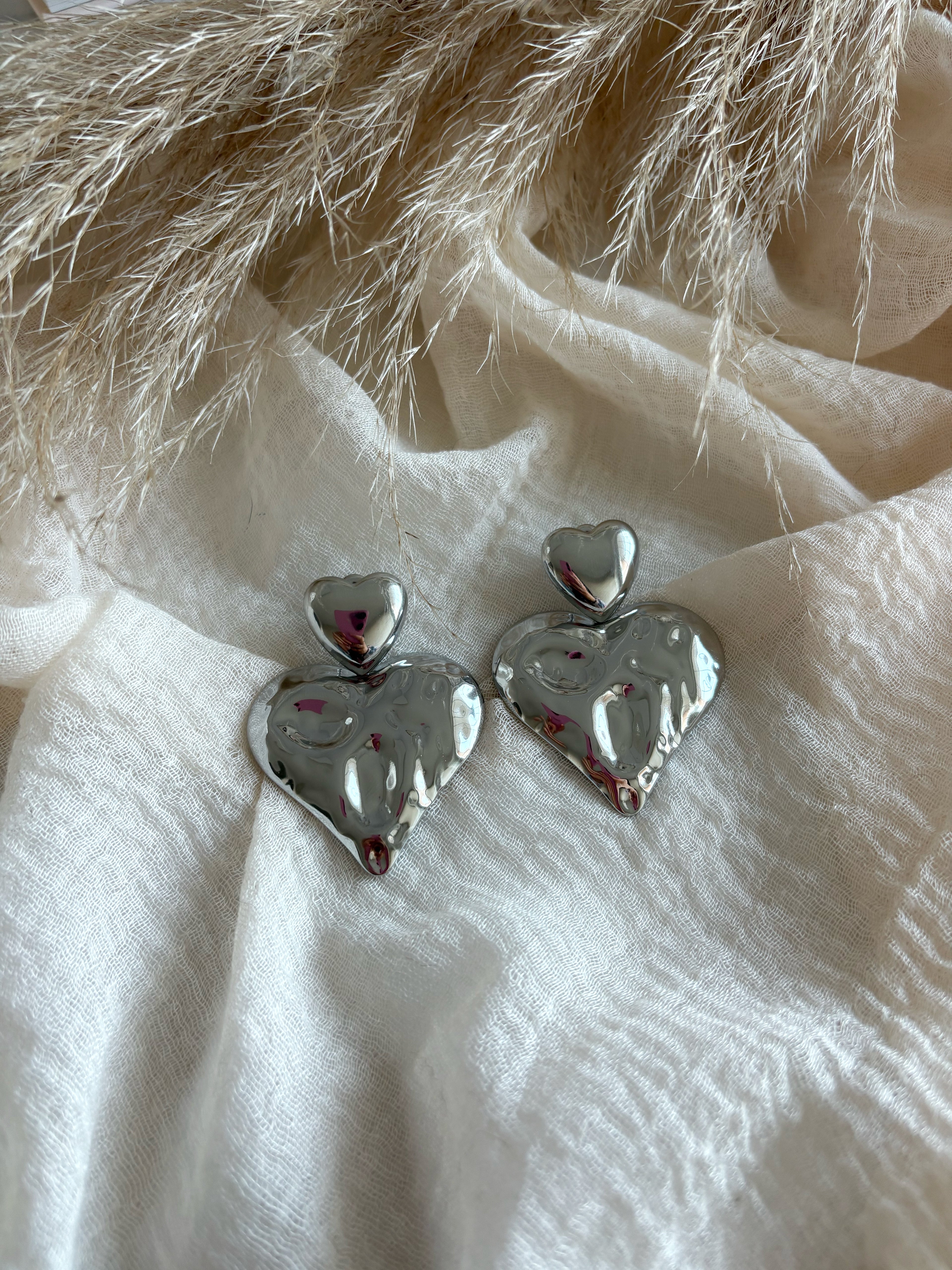 Orecchini Doppio Cuore Silver