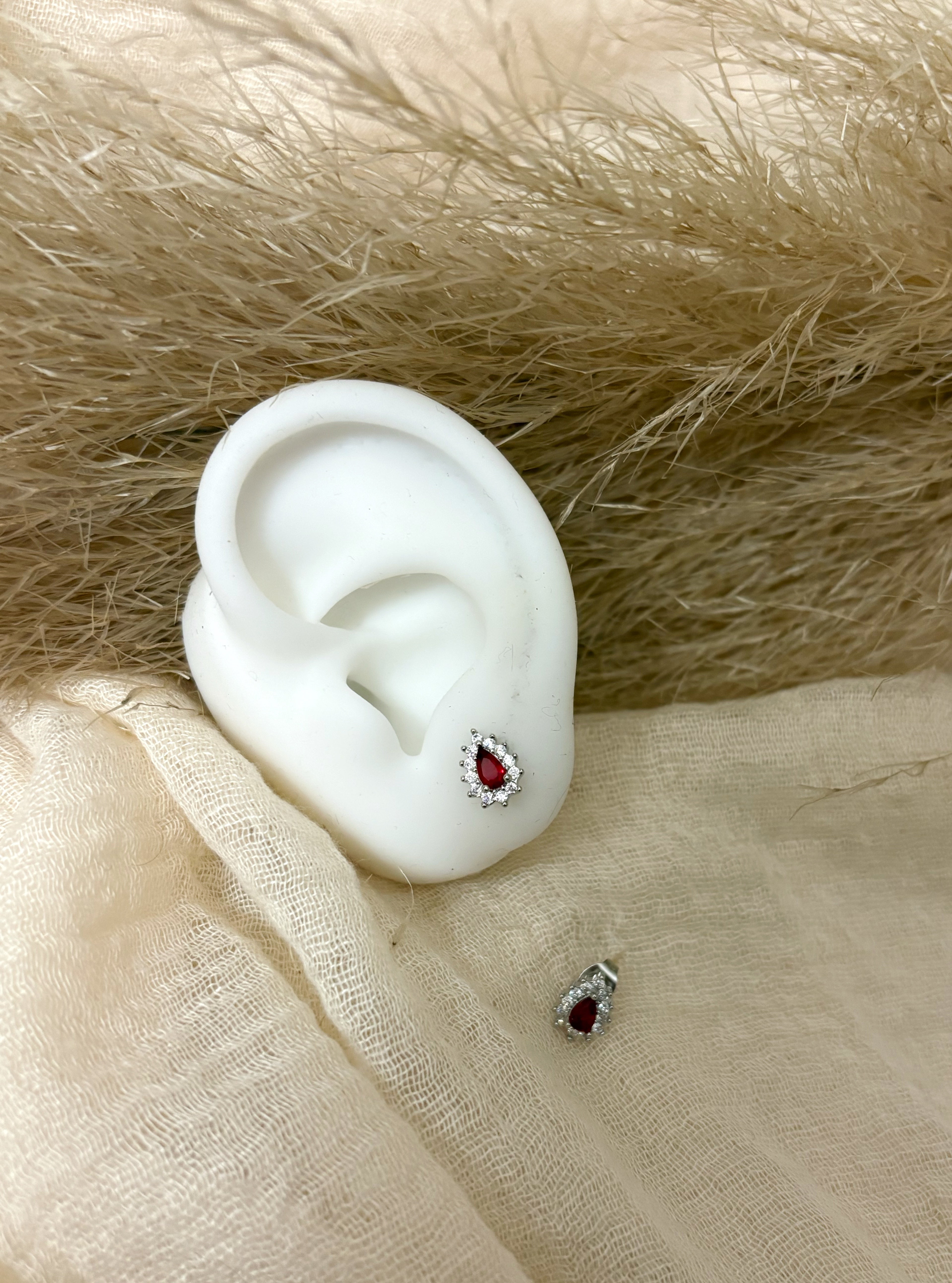 Orecchini Goccia Silver Red