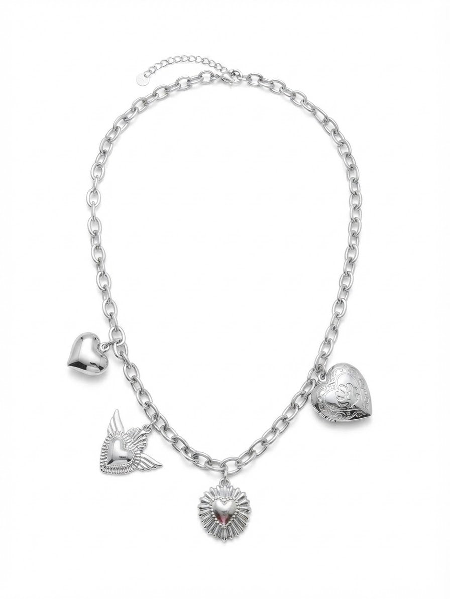 Collana Charm Cuori Silver