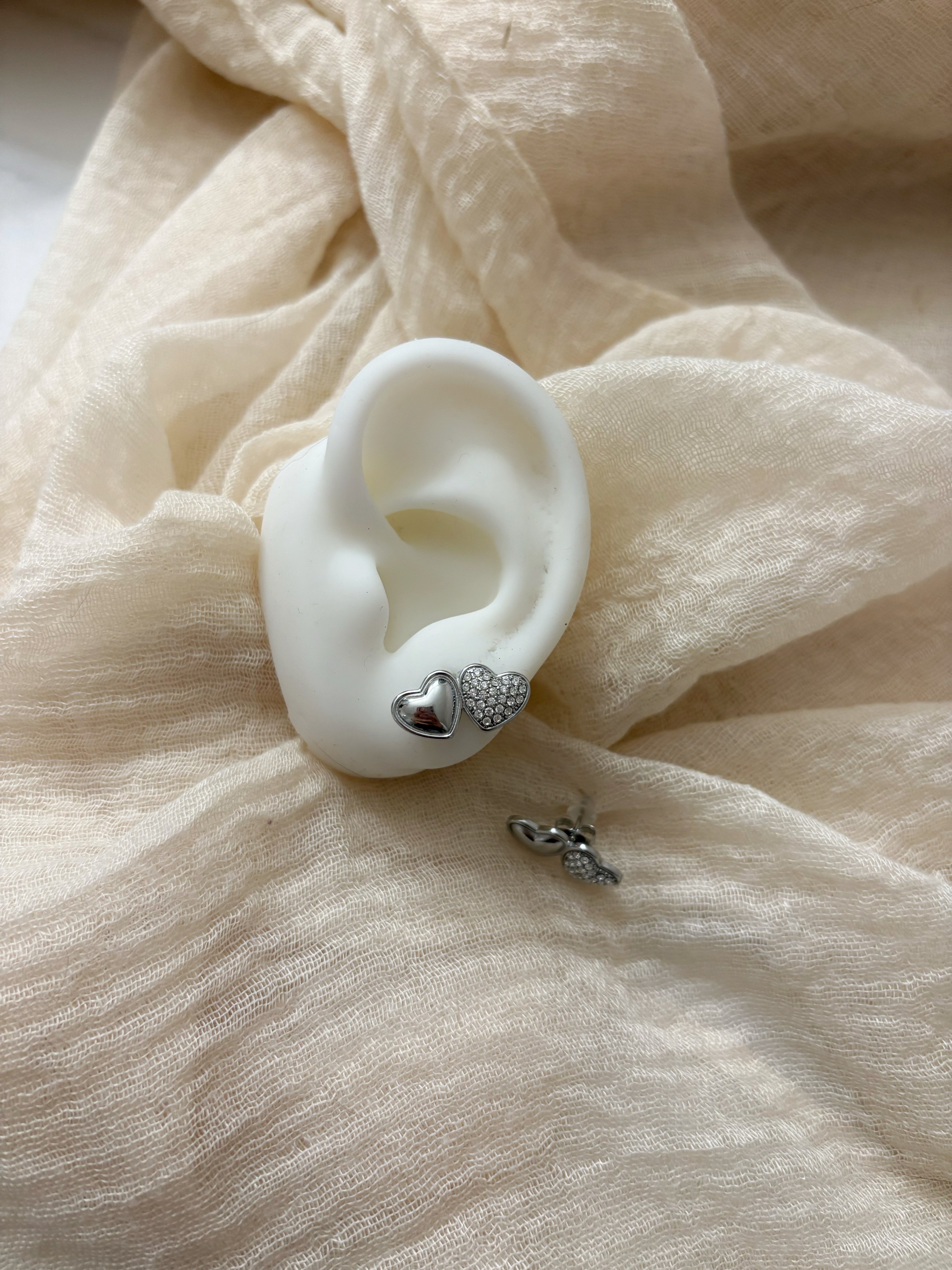 Orecchini doppio cuore silver