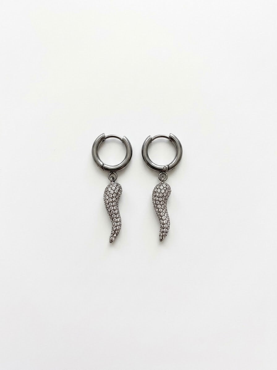 Orecchini Hoop Corno Silver