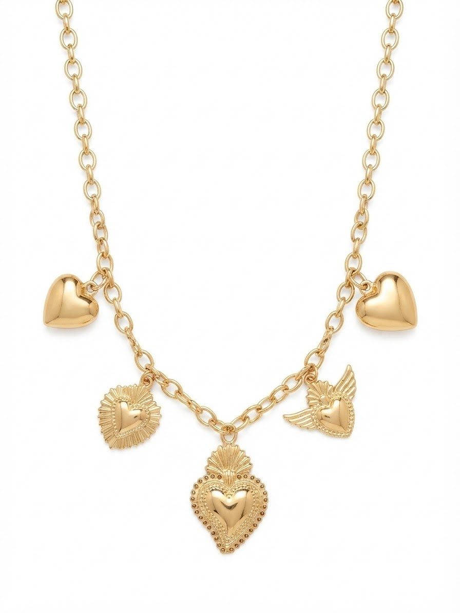 Collana Charm Cuori Gold