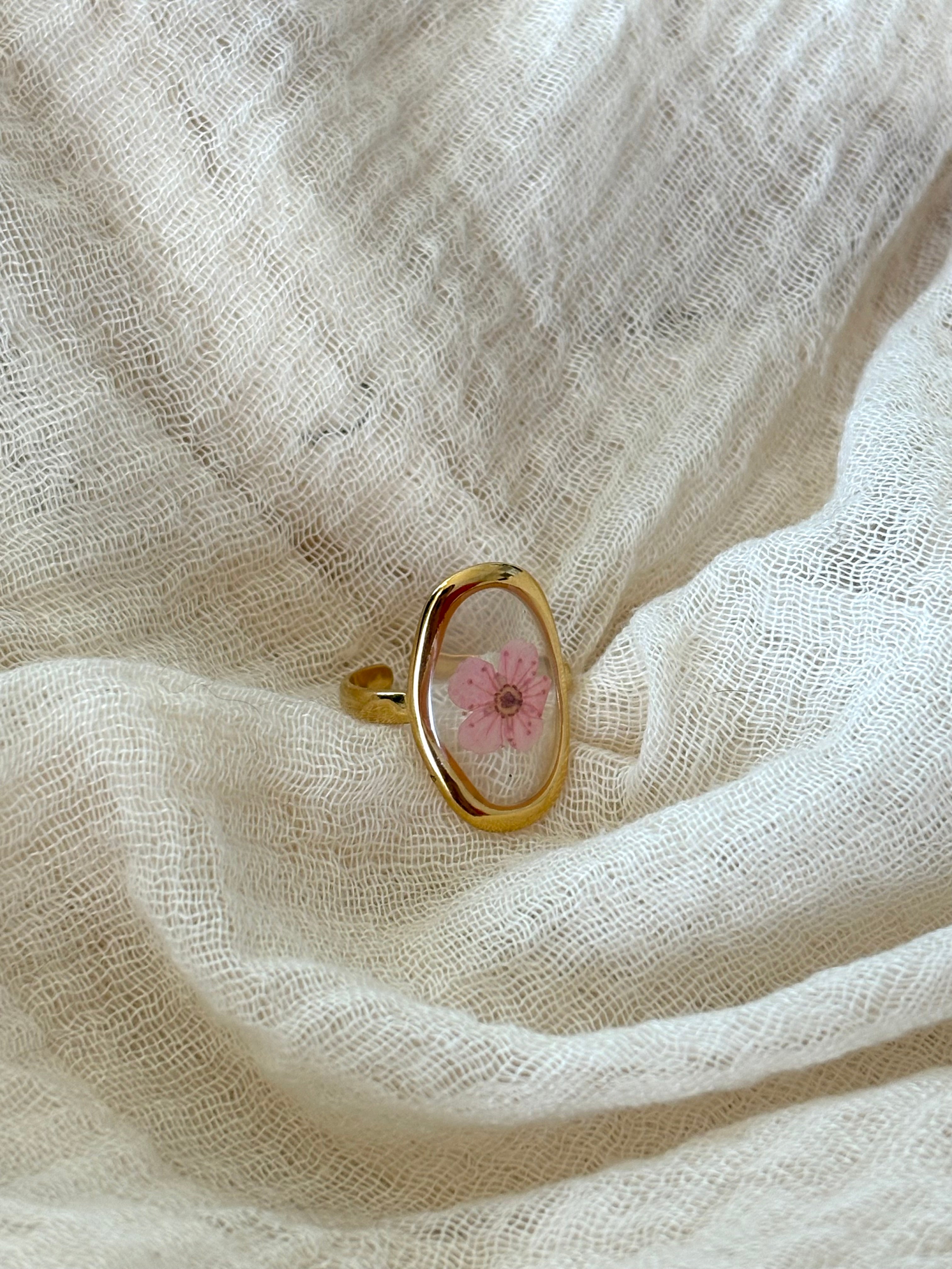 Anello Fiore Realistico Rosa