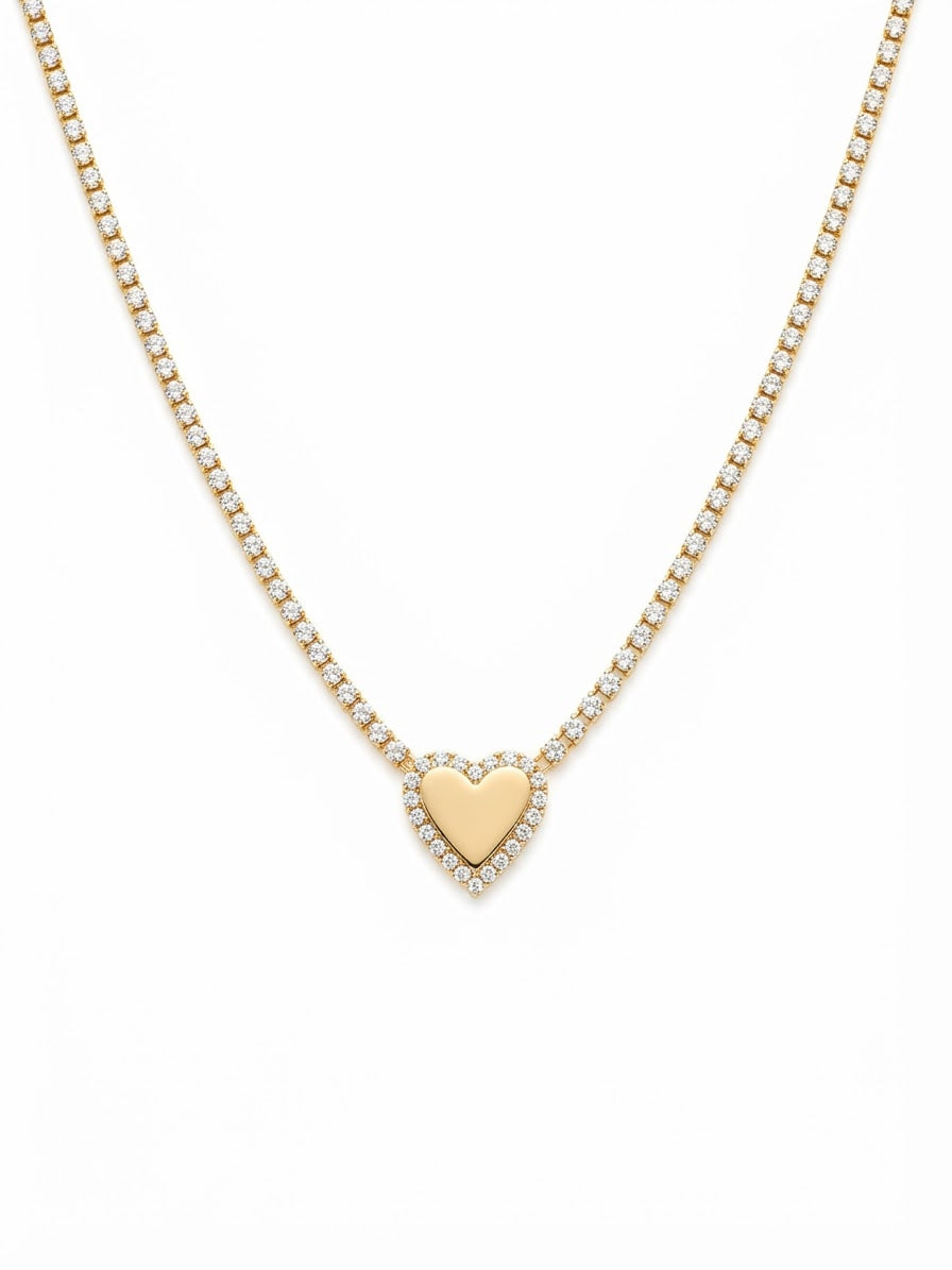 Collana Tennis Cuore Gold