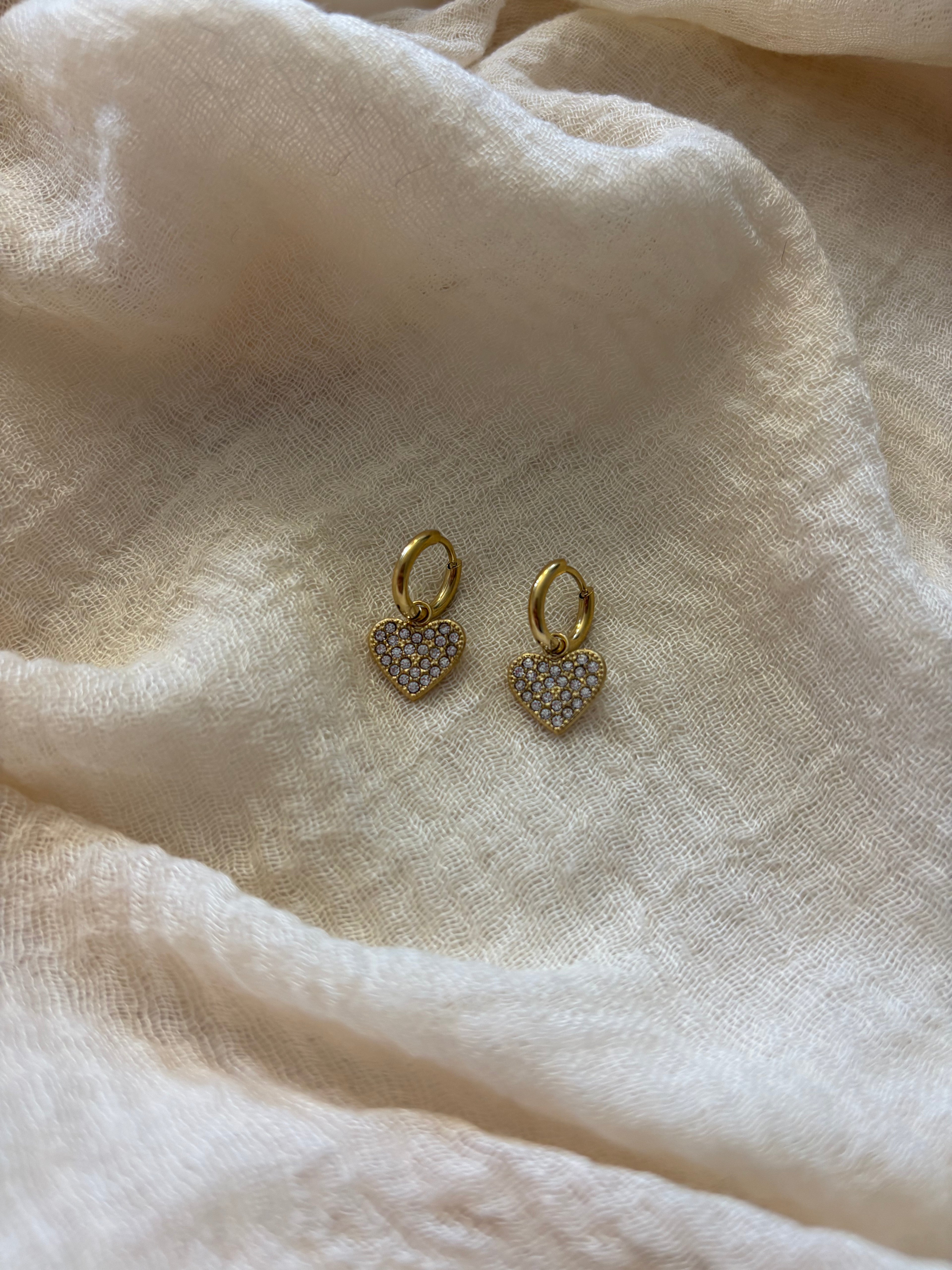 Orecchini Cuore Zirconato Gold