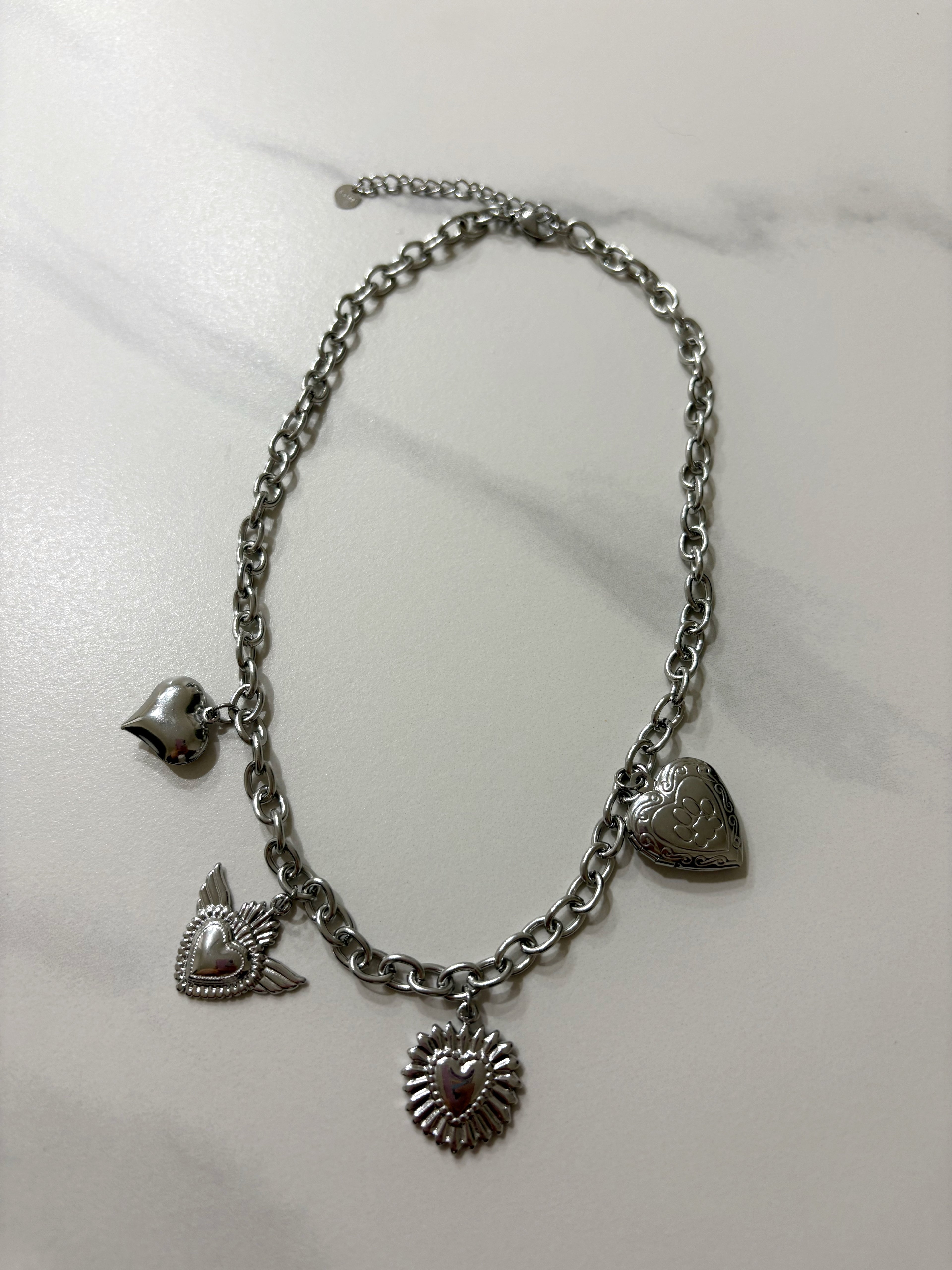 Collana Charm Cuori Silver